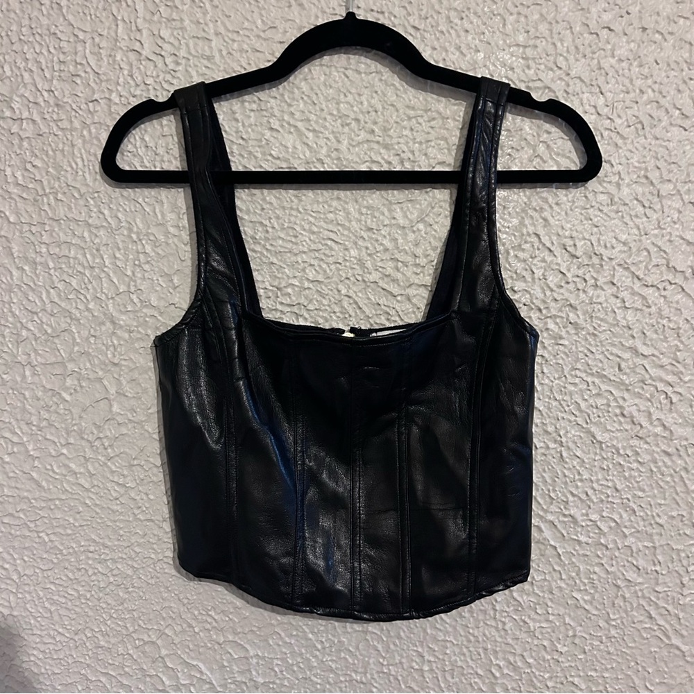 Show Me Your Mumu Black Leather Top